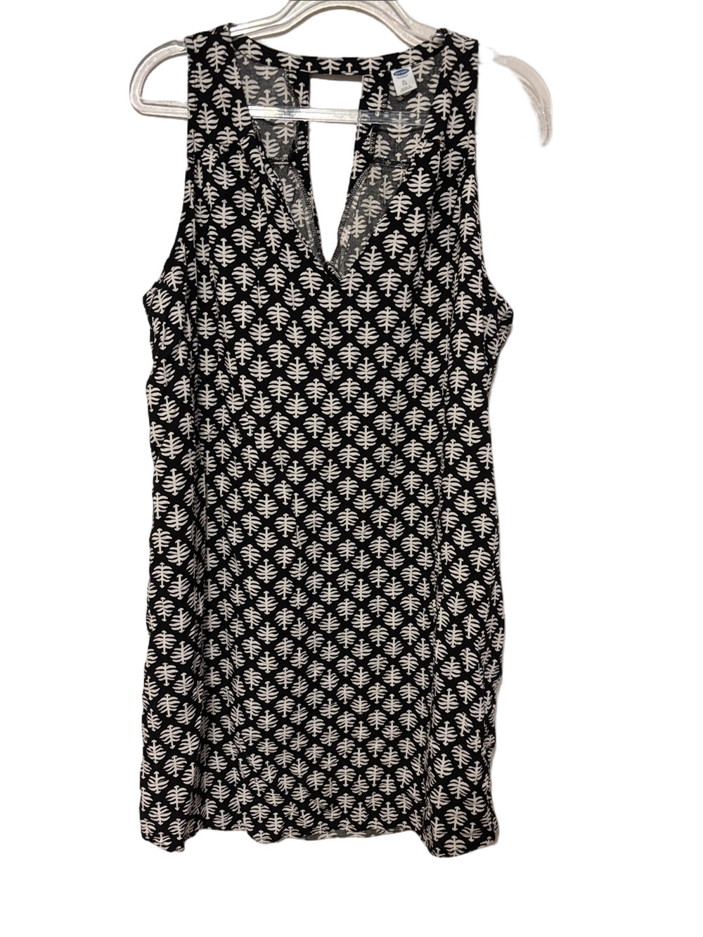 Sleeveless Black and White Printed Shift Dress size XL GUC